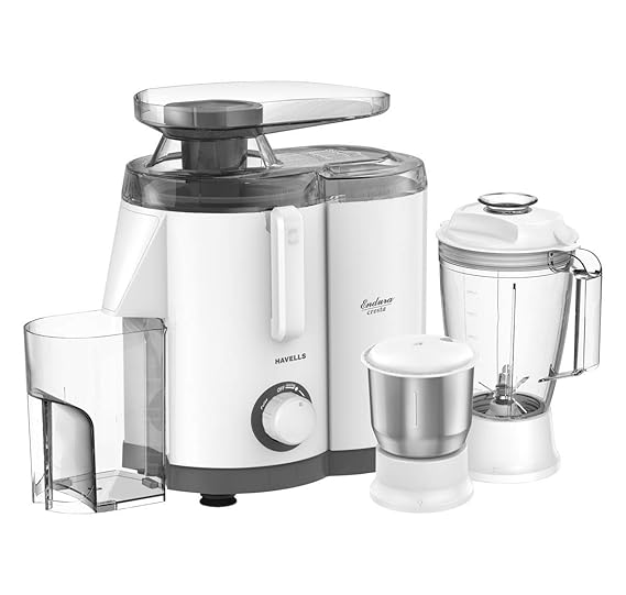 Open Box Unused Havells Endura 500 W Juicer Mixer Grinder GHFJMCSW050 3 Jars White