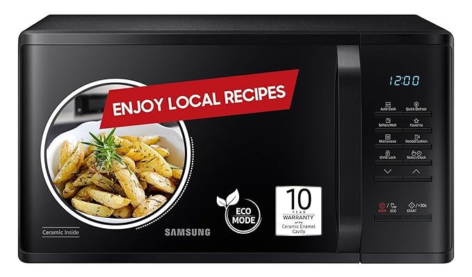 Open Box Unused Samsung 23 L Solo Microwave Oven MS23A3513AK/TL Black, Auto Cook Programs