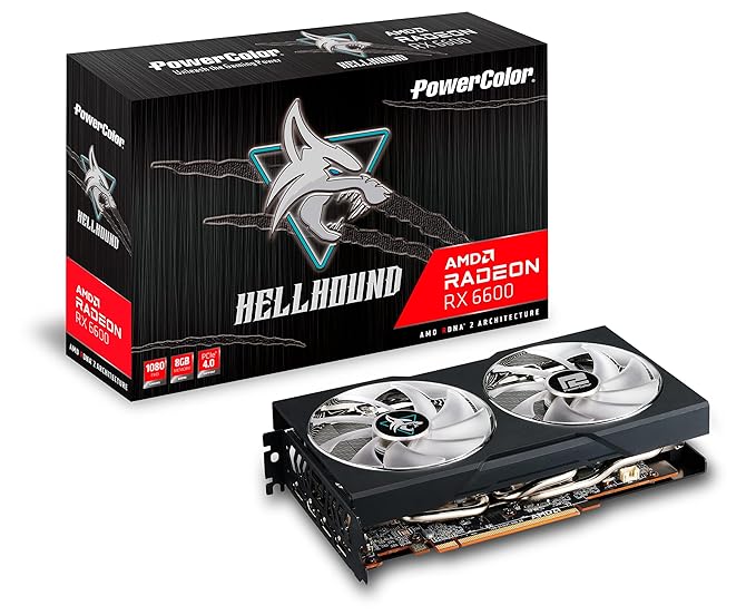 Open Box Unused PowerColor Hellhound AMD Radeon Rx 6600 Graphics Card with 8Gb Gddr6 Memory