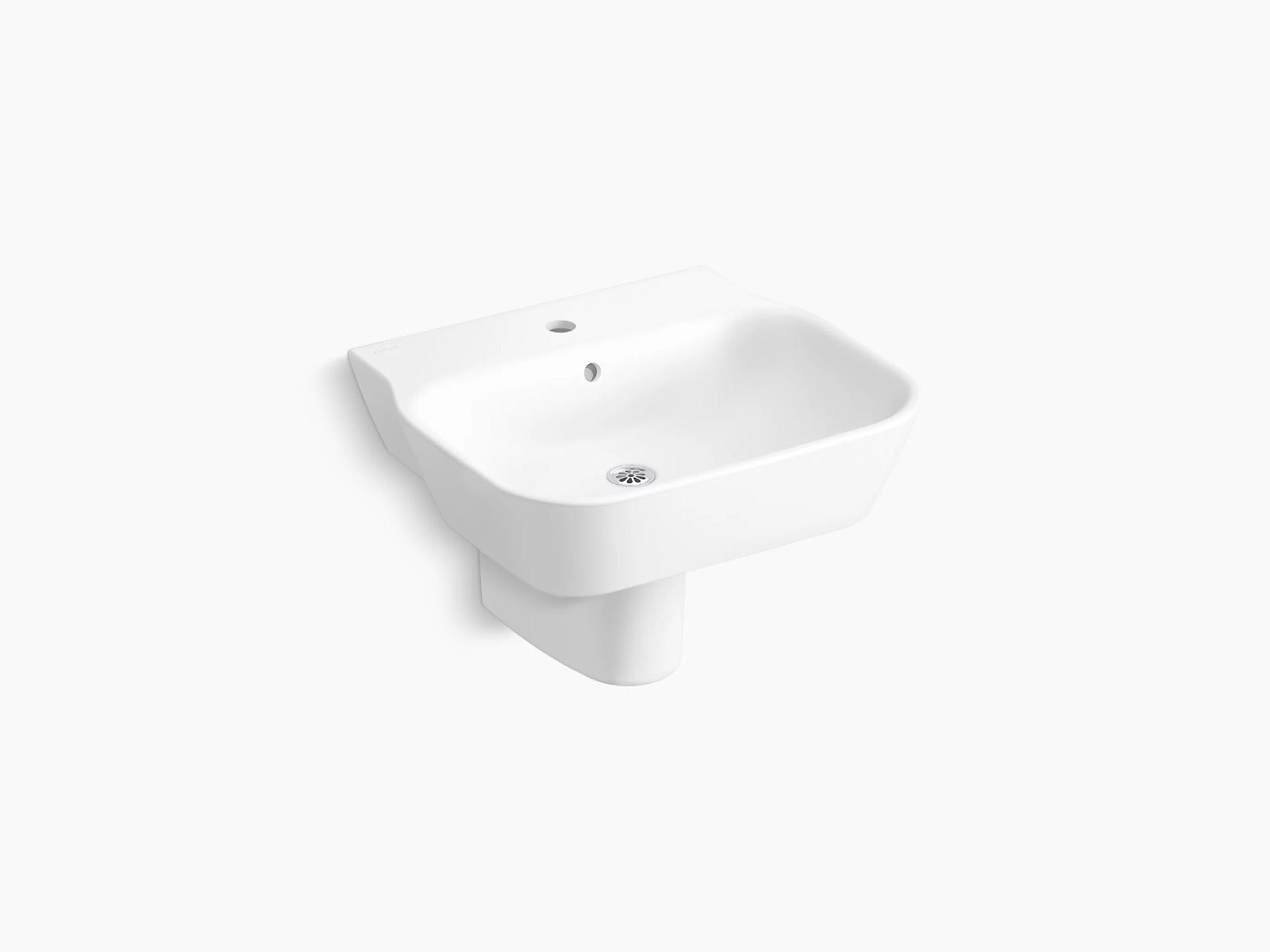 Kohler Span 545mm X 489mm Square Wall Mount Lavatory With Half Pedestal K-24558IN-0