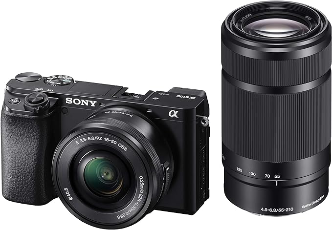 Used Sony Alpha ILCE-6100Y 24.2 MP Mirrorless Digital SLR Camera with 16-50 mm & 55-210 mm Zoom Lenses