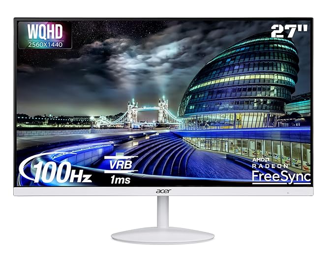 Open Box Unused Acer SA272U E 27 Inch WQHD 2560x1440 Resolution IPS Ultra Slim (7.2mm) Backlight LED LCD Monitor