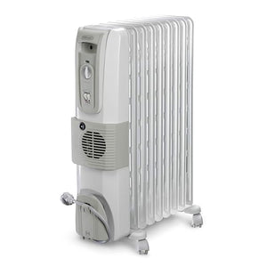 Open Box, Unused Delonghi 12 Fin Oil Filled Radiator Room Heater with Fan White, 3000 Watts