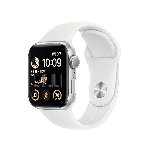 Open Box, Unused Apple Watch SE 2nd Gen GPS 40 mm Smart Watch w/Silver Aluminium Case & White Sport Band