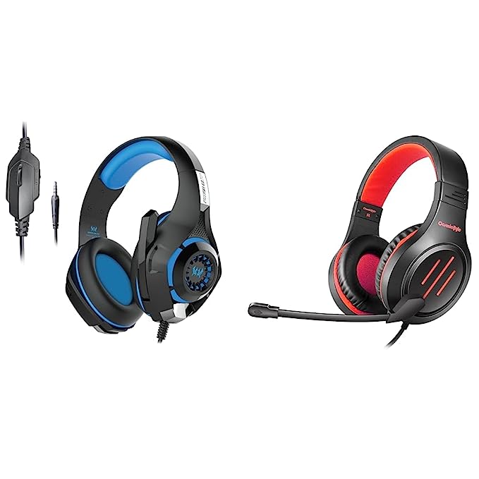 Open Box, Unused Cosmic Byte Kotion GS410 Wired On Ear Headphone with Mic for Mobiles, Tablets, PC, PS4, PS5 and Xbox (Blue) Blazar Wired Over-Ear Headphone with Mic Red