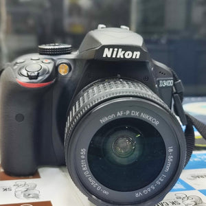 Used Nikon D3400 24.2 MP Digital SLR Camera Black + AF-P DX Nikkor 18-55mm f/3.5-5.6G VR Lens Kit