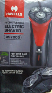 Havells RS7005 3 Head Rotary Shaver with Built in pop up Trimmer for Wet & Dry Shave Black & Red