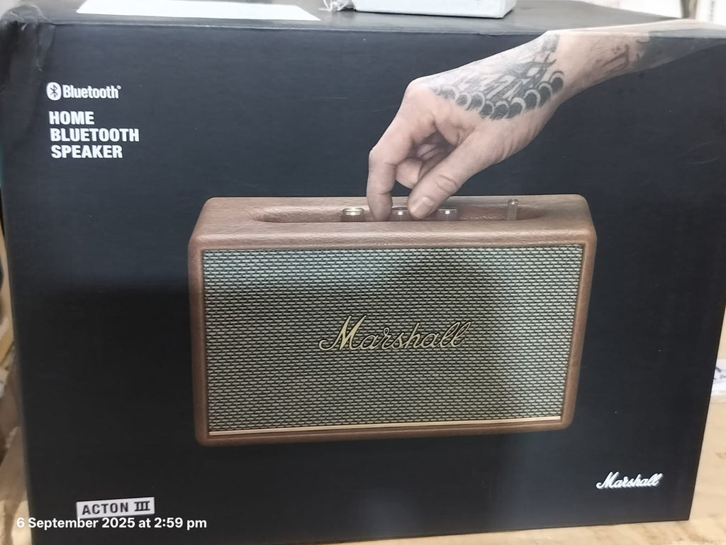 Open Box Unused Marshall Acton III 60 W Bluetooth Powered Home Speaker, Brown