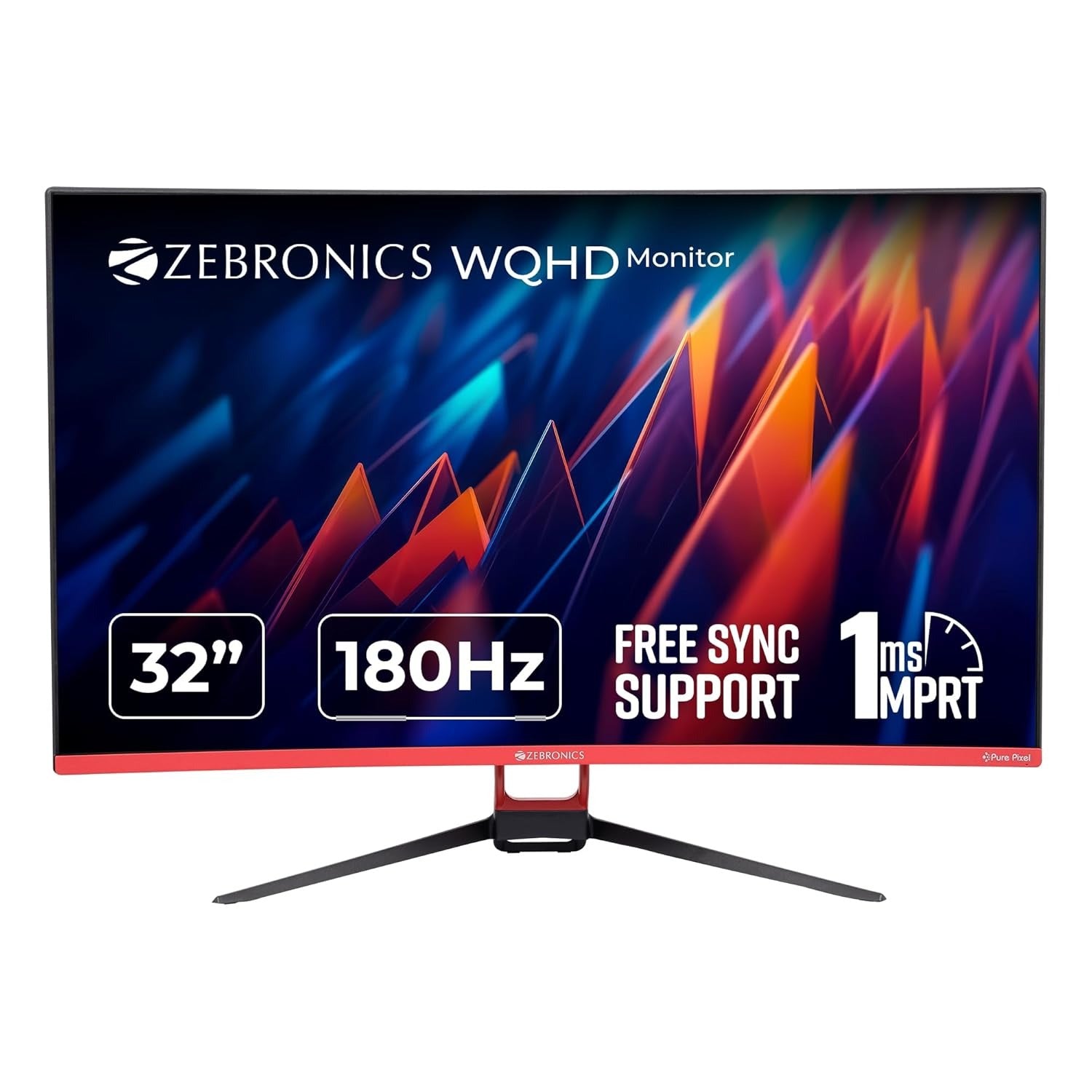 Open Box, Unused ZEBRONICS S32A, 1800R Curved Gaming Monitor, 32 inch (80cm), 280 nits, 180Hz