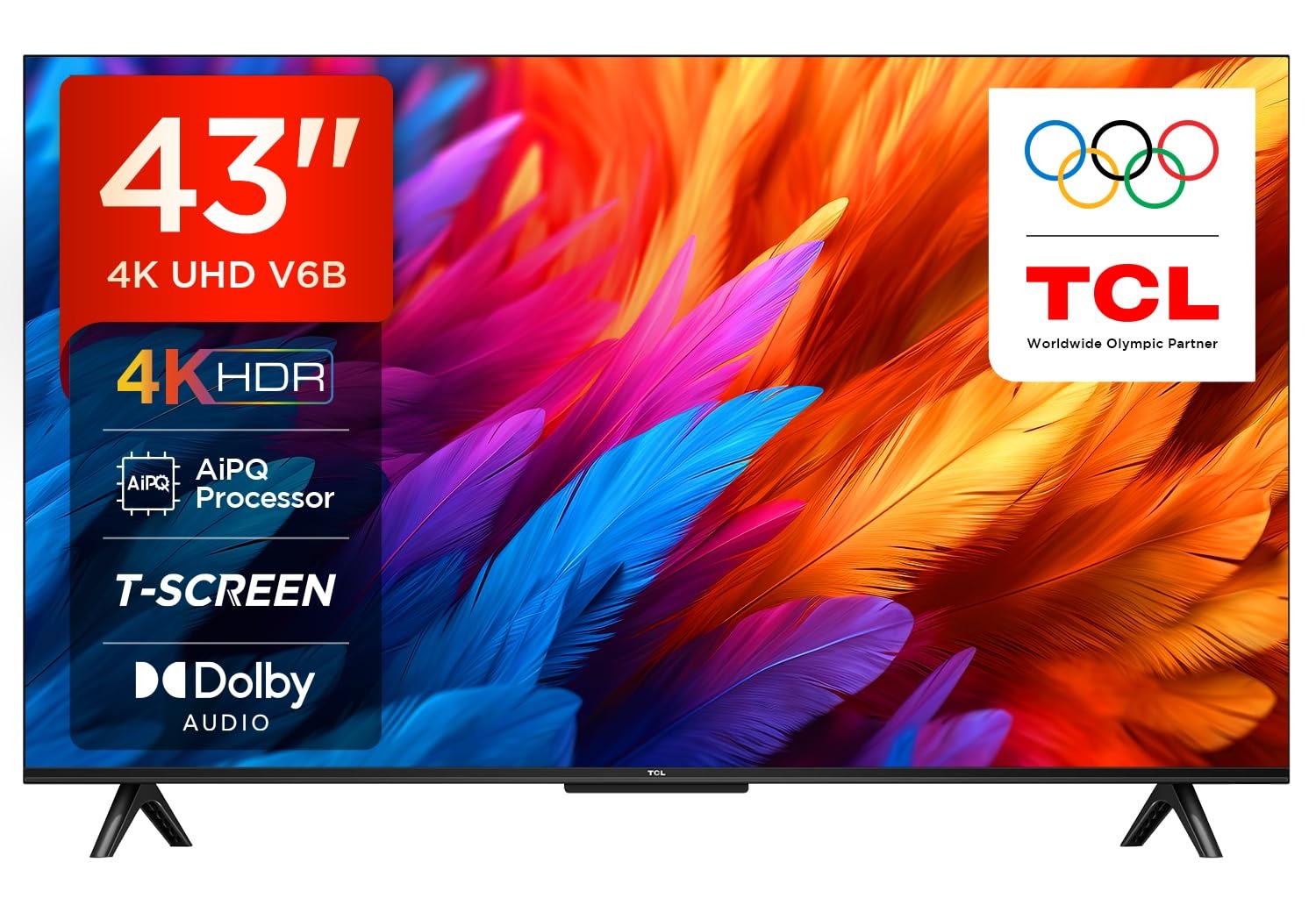 Open Box Unused TCL 108 cm (43 inches) Metallic Bezel-Less Series 4K Ultra HD Smart LED Google TV 43V6B (Black)
