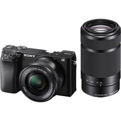 Open box, Unused  SONY ALPHA A6100 DUAL LENS MIRRORLESS CAMERA (16-50MM AND 55-210MM LENS)