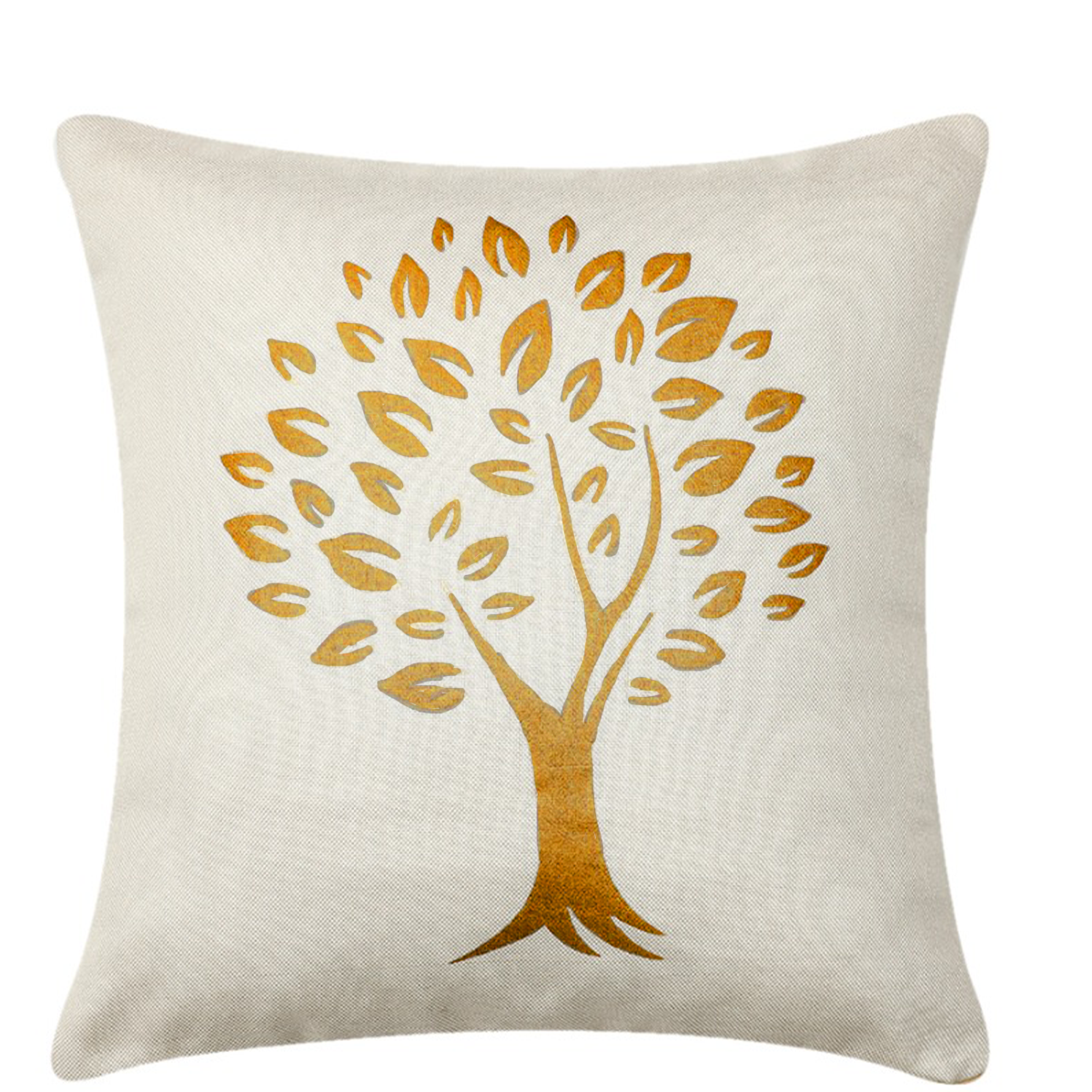 Detec™ Hosta Beige Golden Tree Printed 16 x 16 inches Cushion Cover (Set of 5 ) 