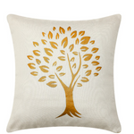 Load image into Gallery viewer, Detec™ Hosta Beige Golden Tree Printed 16 x 16 inches Cushion Cover (Set of 5 ) 
