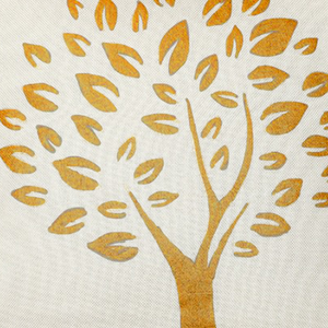 Detec™ Hosta Beige Golden Tree Printed 16 x 16 inches Cushion Cover (Set of 5 ) 