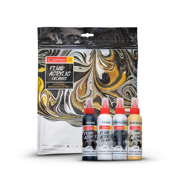 Detec™ Camel Fluid Acrylic Colors Set / Kit- Monochrome