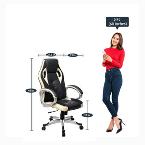 Detec™ Designer Gaming Chair - Cream & Black Color