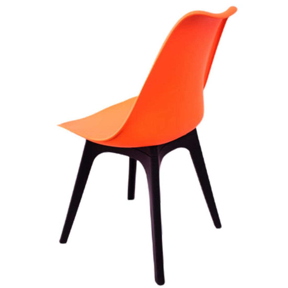 Dining Chair Wood Base Plastic Cafeteria Chair (Orange)