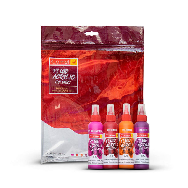 Detec™ Camel Fluid Acrylic Colors Set / Kit - Sunset Red