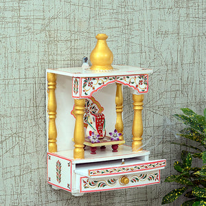 Craft Tree Handpainted Wall Hanging Home Temple/Mandir In White
