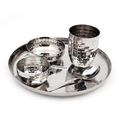 Detec Coconut Stainless Steel Hammered Dinner Set of 5