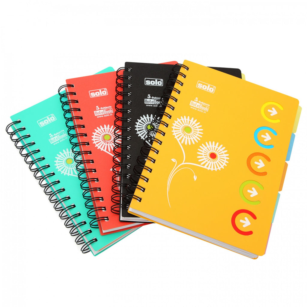 Detec™ Solo 5-Subjects Notebook Pack of 4 Pcs A5 NA553 Pack of 10