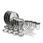 Detec Coconut Stainless Steel Heavy Guage Mirror Finish Dinner Set/Dinnerware & Serveware – 32 Pc