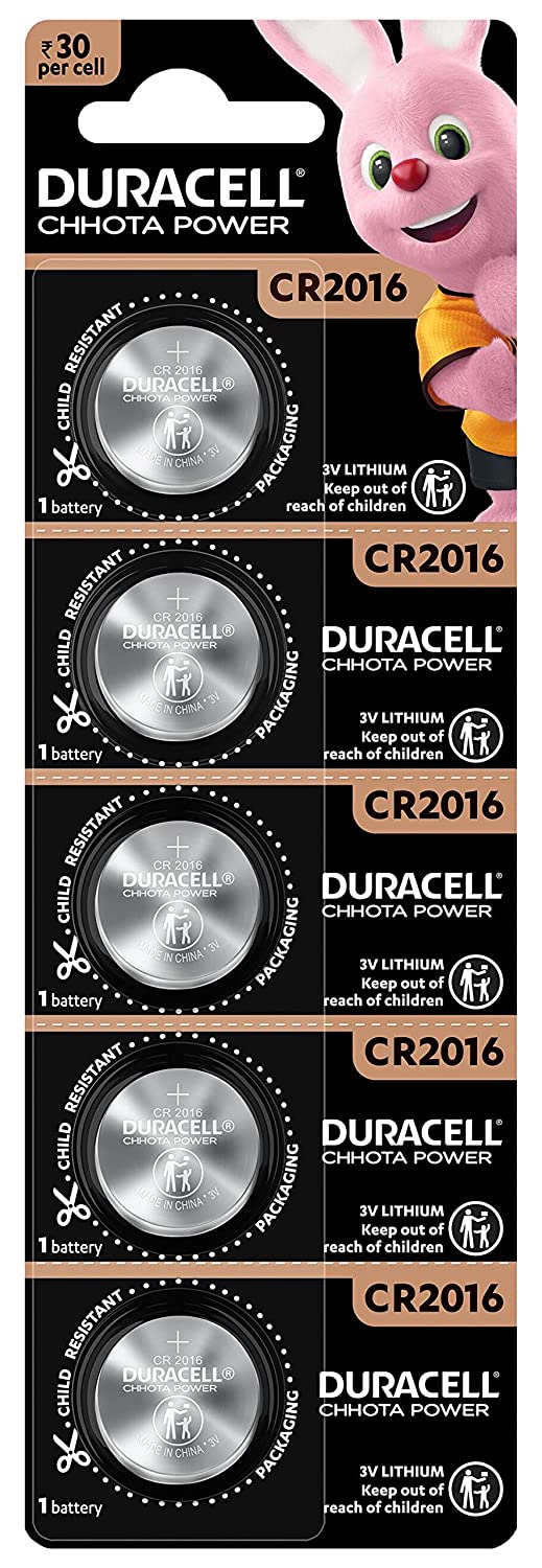 Duracell Lithium Coin 2016 Batteries 3V , 5 Pieces each pack (Pack of 3) - Total 15 Cell