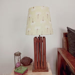 Load image into Gallery viewer, Elegant Brown Wooden Table Lamp with Yellow Printed Fabric Lampshade
