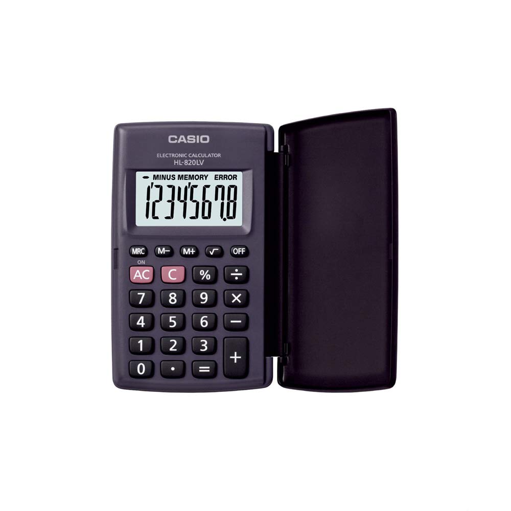 Casio HL820LV BK Portable Calculator With Flip Cover