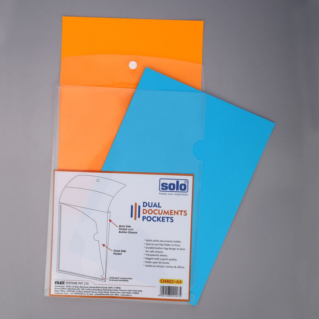Solo Dual Documents Pockets A4 CH402 Pack of 50