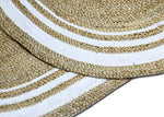 Load image into Gallery viewer, Cotton and Jute Oval  Floor Rug - White and Beige Color
