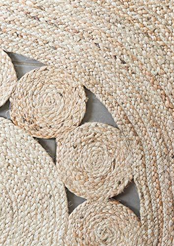 Detec™ Contemporary Jute Rug (Circular Pattern) - Beige Color