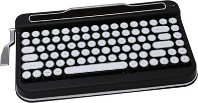 सफेद क्रोम कीकैप (यूएस भाषा) के साथ पेन्ना ब्लूटूथ कीबोर्ड (स्विच-चेरी एमएक्स ब्लू, मैट ब्लैक)