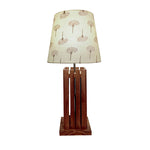 Load image into Gallery viewer, Elegant Brown Wooden Table Lamp with Yellow Printed Fabric Lampshade
