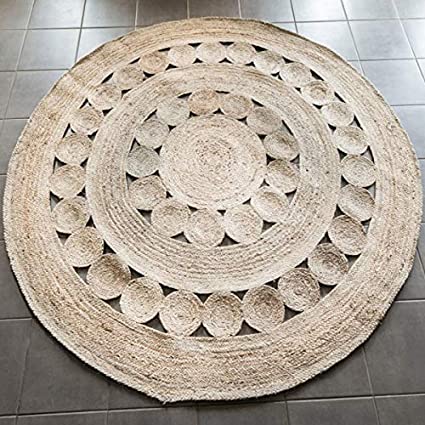 Detec™ Contemporary Jute Rug (Circular Pattern) - Beige Color