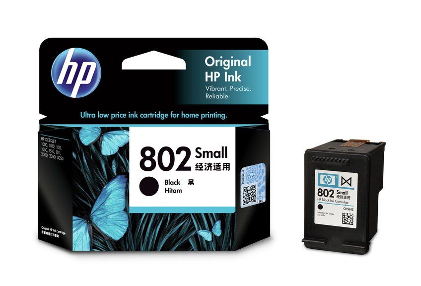 एचपी 802 छोटा ब्लैक इंक कार्ट्रिज 2-पैक