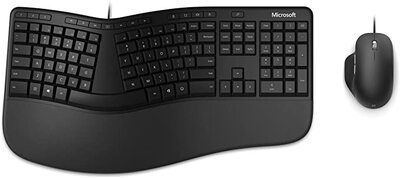 माइक्रोसॉफ्ट एर्गोनोमिक डेस्कटॉप ब्लैक वायर्ड कीबोर्ड माउस कॉम्बो