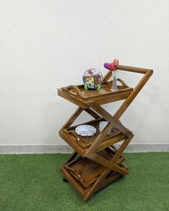 Detec Designer Wooden Trolley with Detachable Trays