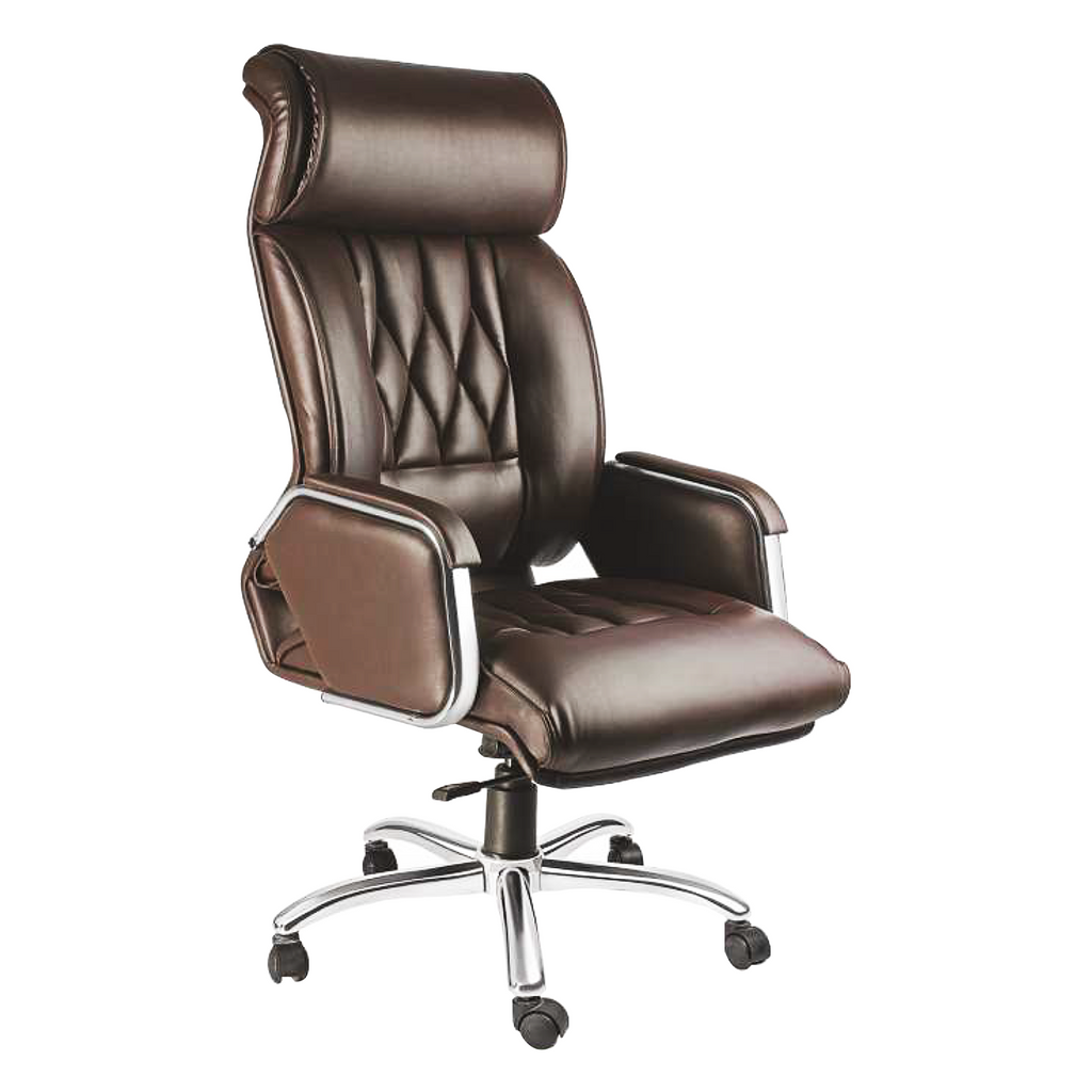 Detec™ Executive High Back torsion bar mechanism, loose cushioned, side covered top cushioned Arms - Brown Color