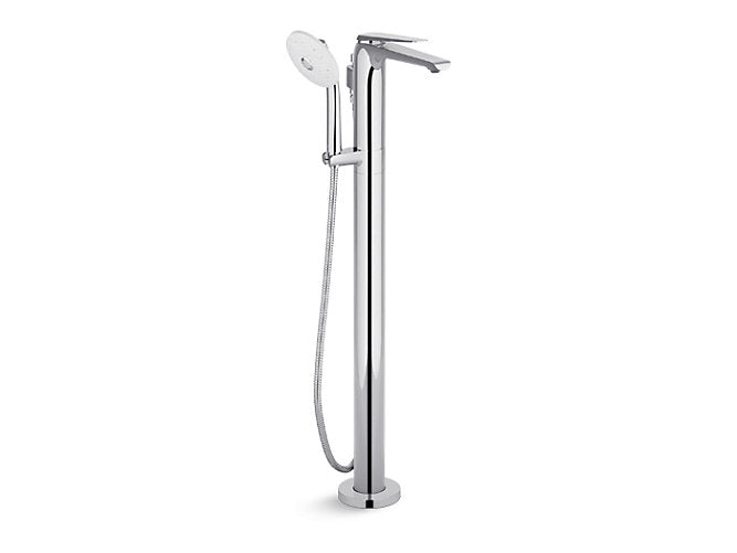 Kohler Avid Floor Mount Bath Tub Filler With Handshower in Polished Chrome K-97367T-B4-CP