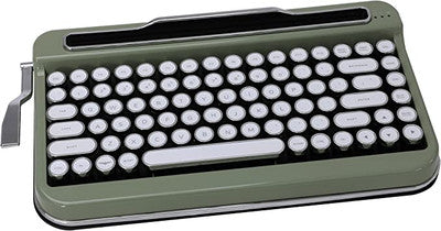 सफेद क्रोम कीकैप (यूएस भाषा) के साथ पेन्ना ब्लूटूथ कीबोर्ड (स्विच-चेरी एमएक्स ब्लू, ऑलिव ग्रीन)