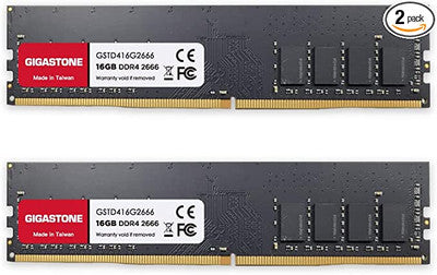 Gigastone DDR4 32GB (16GBx2) 2666MHz PC4-21300 CL19 1.2V UDIMM 288