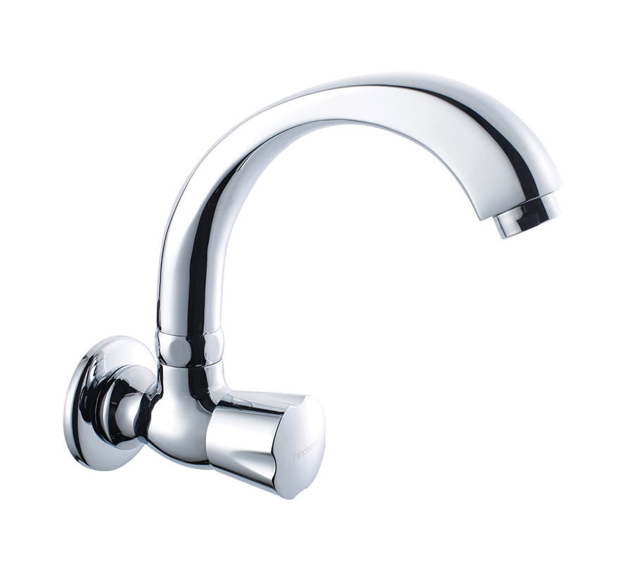 हिंदवेयर कॉन्टेसा NEO F730024CP पीतल सिंक कॉक स्विवेल के साथ (दीवार पर लगा हुआ) (क्रोम, सिल्वर)