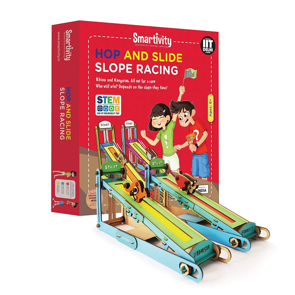 स्मार्टिटी हॉप एन स्लाइड स्लोप रेसिंग एसटीईएम शैक्षिक DIY मजेदार खिलौने, 6 से 14 साल के बच्चों के लिए शैक्षिक और निर्माण आधारित गतिविधि गेम, लड़कों और लड़कियों के लिए उपहार, विज्ञान इंजीनियरिंग प्रोजेक्ट सीखें, भारत में निर्मित 8 का पैक