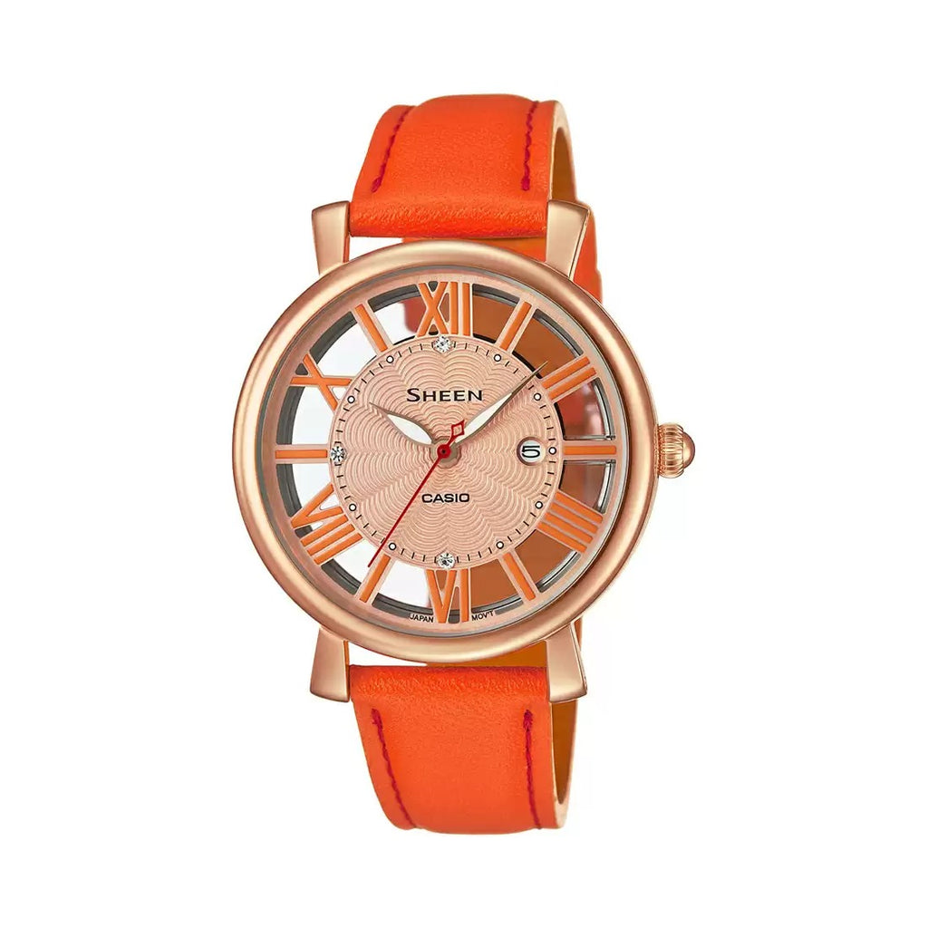 Casio Sheen SHE 4047PGL 4AUDR SX170 Orange IP Women's Watch