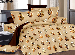 Sleeping Owls Satiny Printed 100% Soft Cotton 210 Tc Double Bedsheet with 2Pc Pillow Cover-228 cm X 254 cm