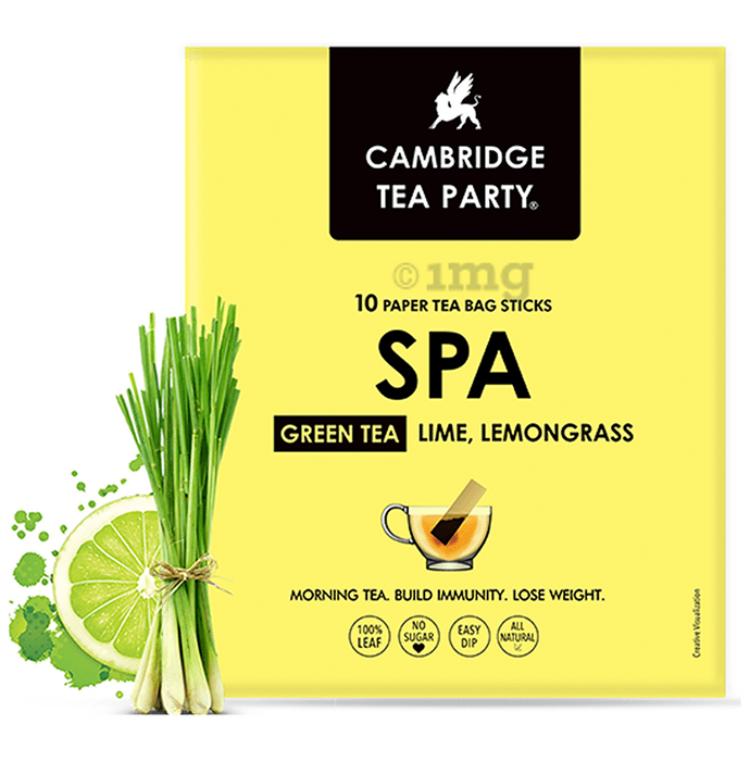 Cambridge Spa, Lime & Lemongrass Green Tea 10 Paper Tea Bag Stick (Pack of 4)