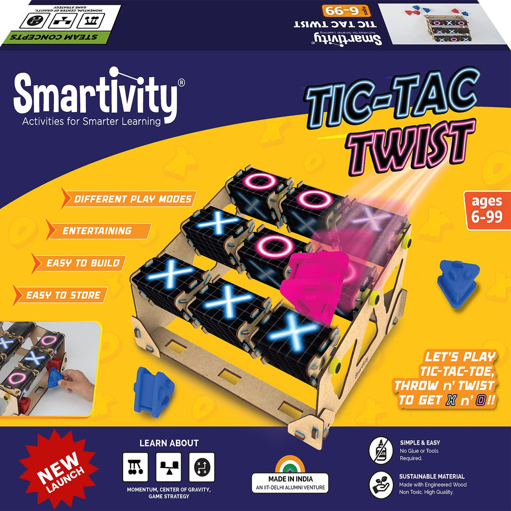 स्मार्टिटी टिक टैक ट्विस्ट स्टेम DIY मज़ेदार खिलौना 6 से 12 साल के बच्चों के लिए, जन्मदिन उपहार खिलौना 6-8-10-12 साल की उम्र के लड़कों और लड़कियों के लिए, विज्ञान खिलौना, शैक्षिक आधारित गतिविधि गेम, भारत में निर्मित 10 का पैक