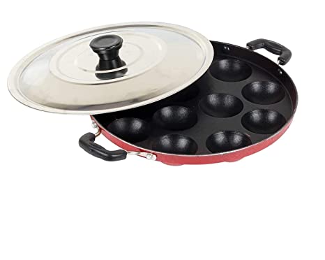 Sjeware Appam Maker Non Stick with lid 12 Pits Appam Pan Appe Pan