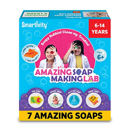Smartivity Soap Making Kit for Kids 6 to 14 | 7 Types of Soaps | 5 Mould Shapes | Science Experiment Kit for Boys & Girls, Safe & Non - Toxic Kit for Birthday Gifts | STEM Toy DIY Fun Toys Pack of 10